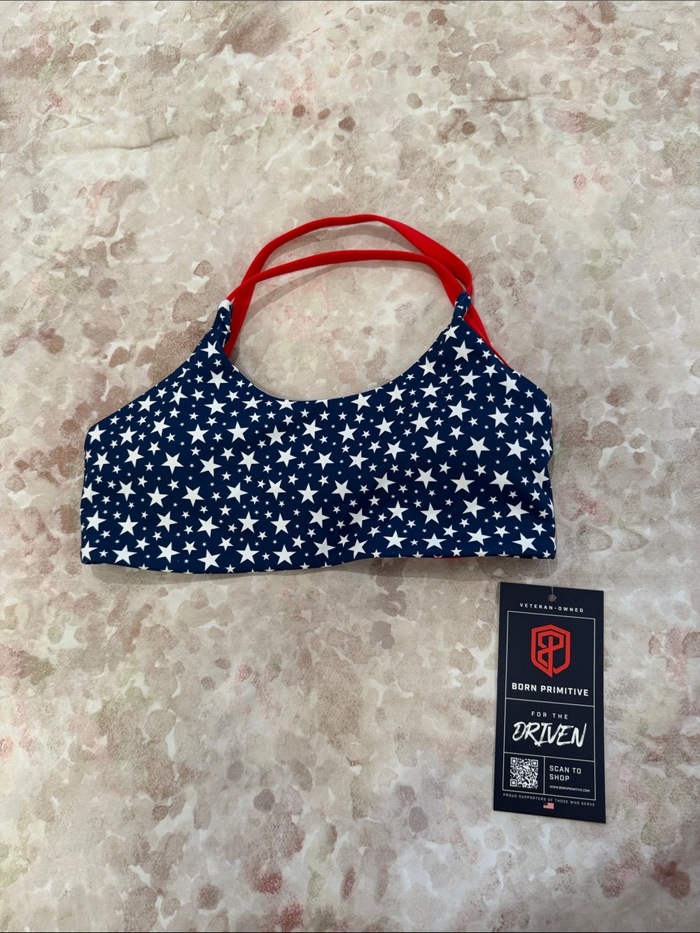 Born Primitive Navy Star Sports Bra with Red Straps